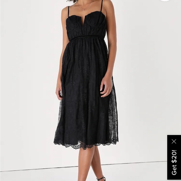 NWT Lulu's Black Lace Midi Dress Size XL - Picture 2 of 8